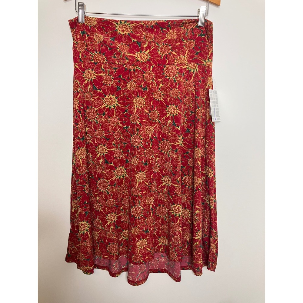 LuLaRoe Azure Skirt Womens L Red Floral NWT A-Line Knee Length Stretchy boho